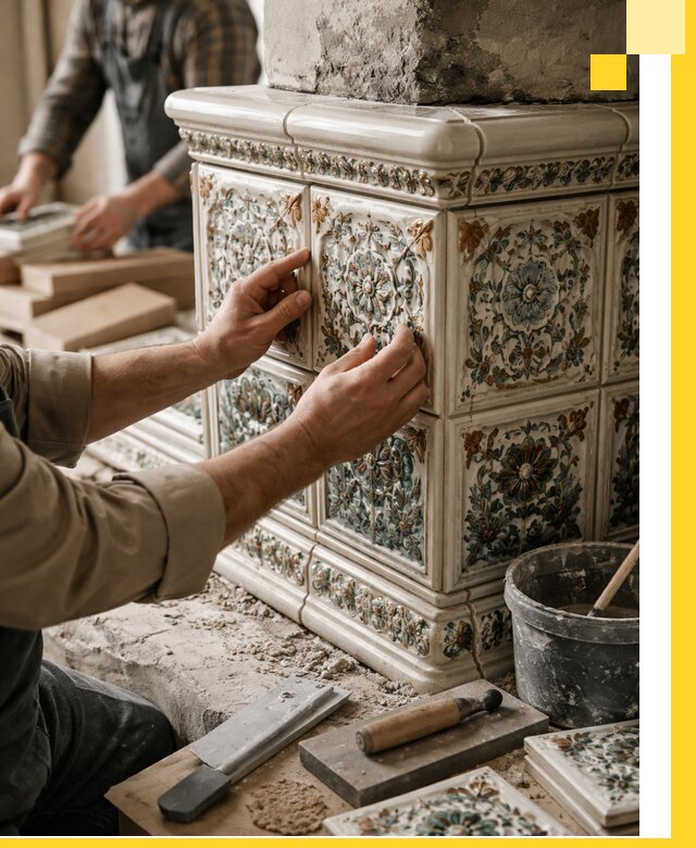 Изразцовые камины под ключ в Удомле: проект и монтаж