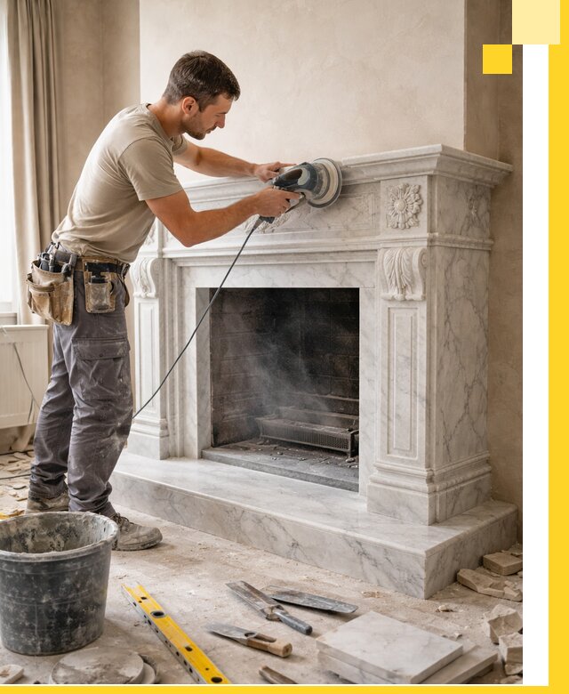 Изготовление и установка мраморных каминов в Удомле под ключ