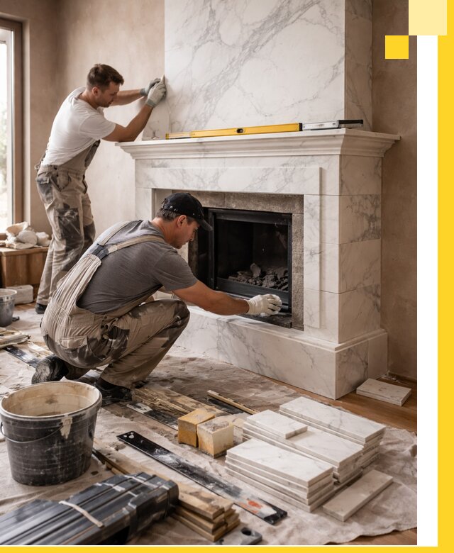 Отделка каминов в Удомле качественные облицовочные работы