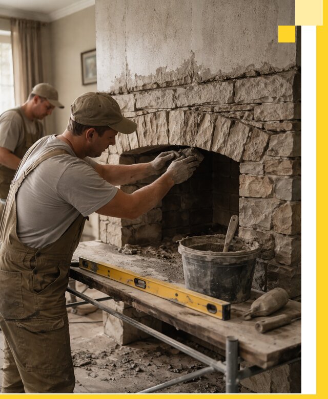 Изготовление каминов под ключ в Удомле, монтаж и отделка