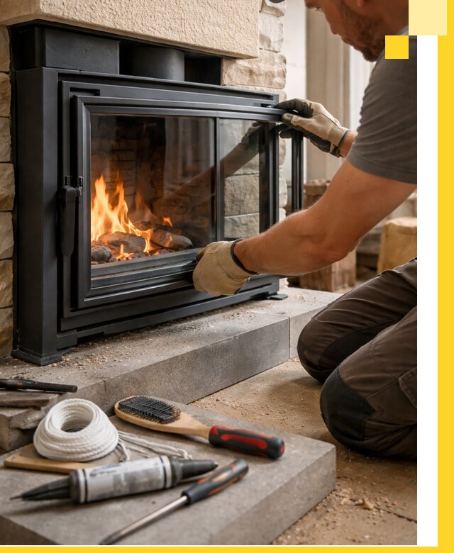 Производство, монтаж и доставка каминов со стеклом в Удомле