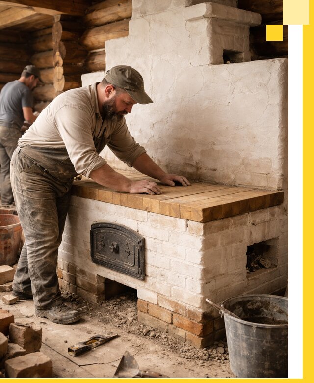 Проектирование и установка русской печи с лежанкой в Удомле