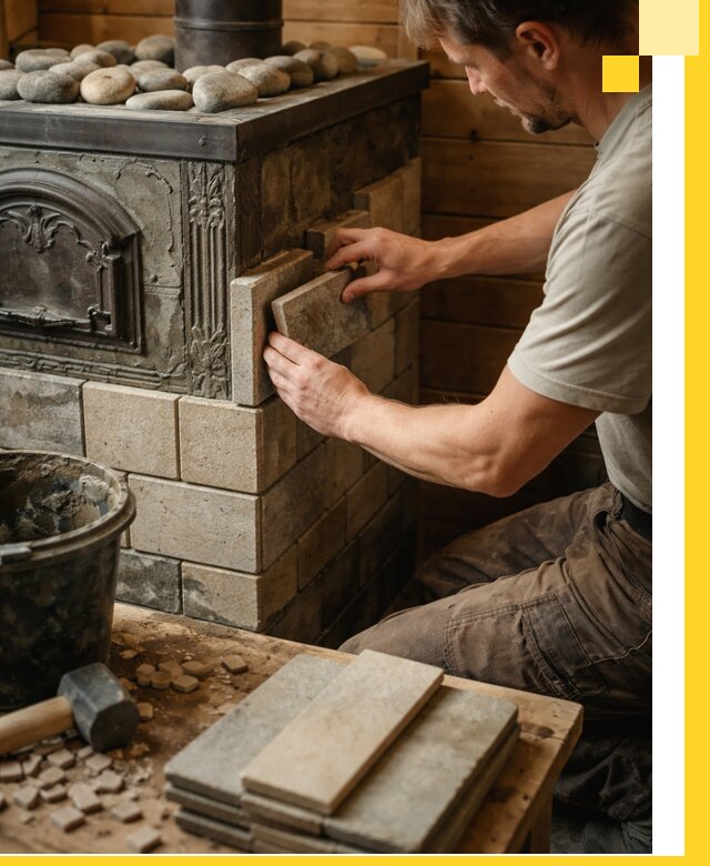 Облицовка банных печей в Удомле профессиональная отделка