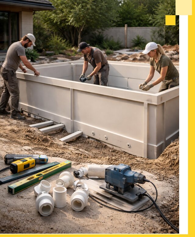 Установка полипропиленовых бассейнов под ключ в Удомле