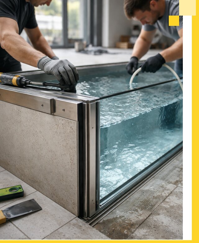 Проектирование и монтаж стеклянных бассейнов в Удомле