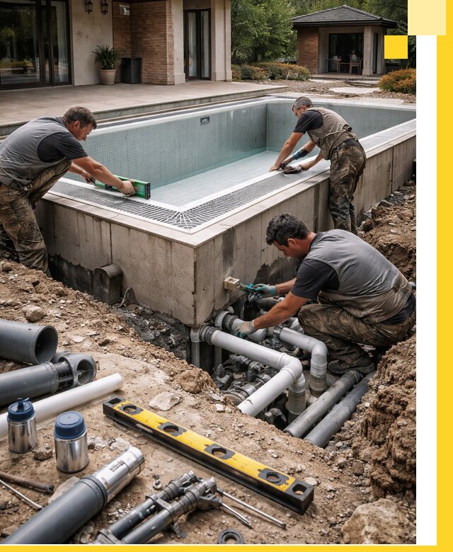 Строительство переливных бассейнов в Удомле под ключ