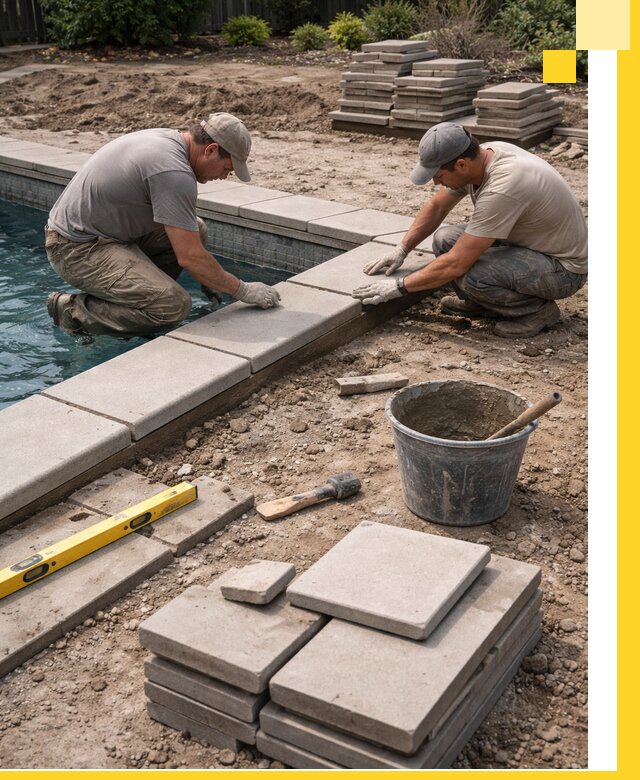 Установка и изготовление копингового камня для бассейнов в Удомле