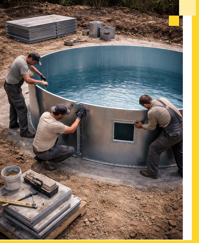 Круглые бассейны под ключ в Удомле проектирование и монтаж