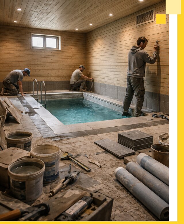 Строительство бани с бассейном и сауной под ключ в Удомле