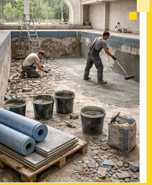 Реконструкция бассейнов в Удомле: ремонт, гидроизоляция