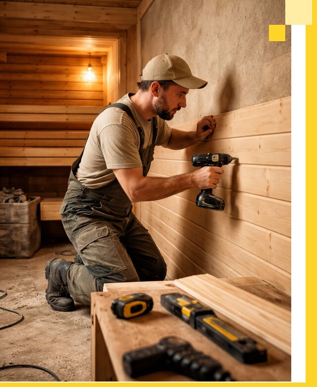 Профессиональная внутренняя отделка бани в Удомле под ключ