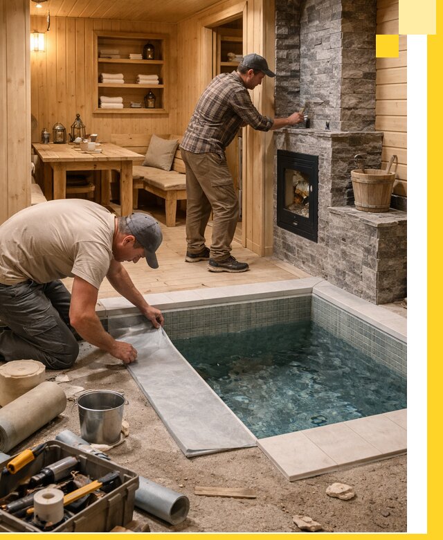 Строительство бань с комнатой отдыха под ключ в Удомле