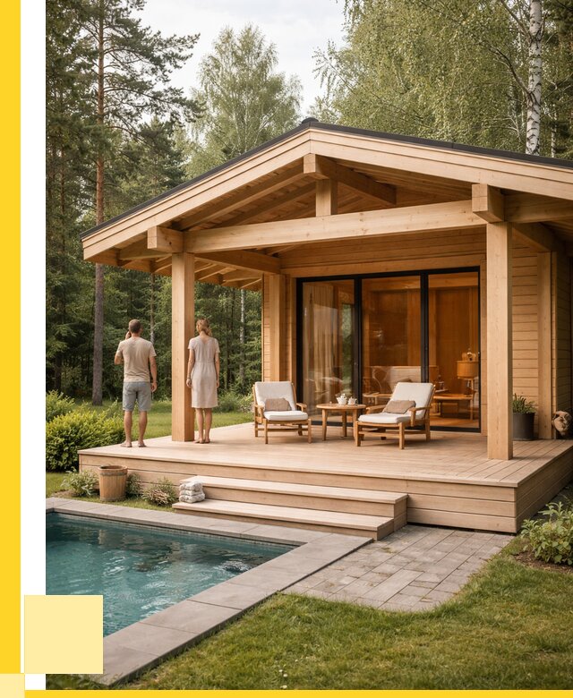 Бани с террасой под ключ в Удомле от 623340 р. | ЭриданДмл