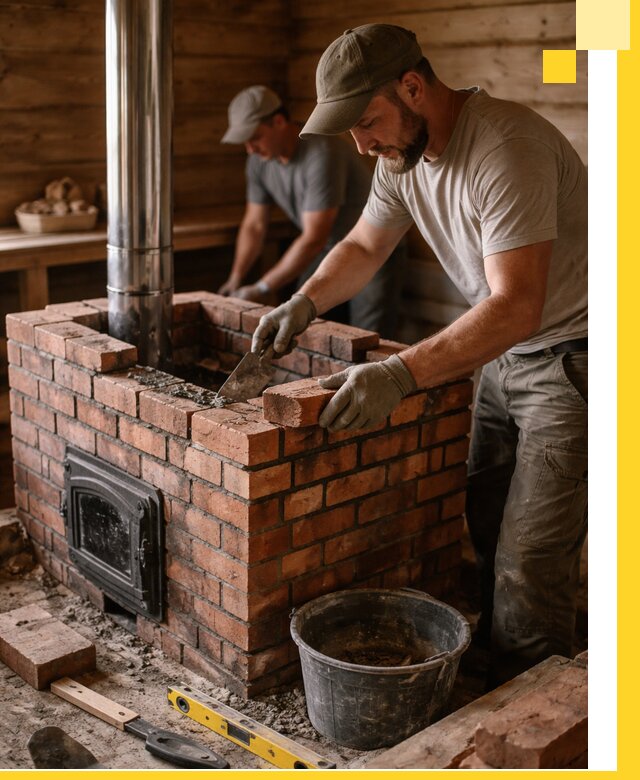 Кирпичные печи для бани под ключ в Удомле, проект и монтаж