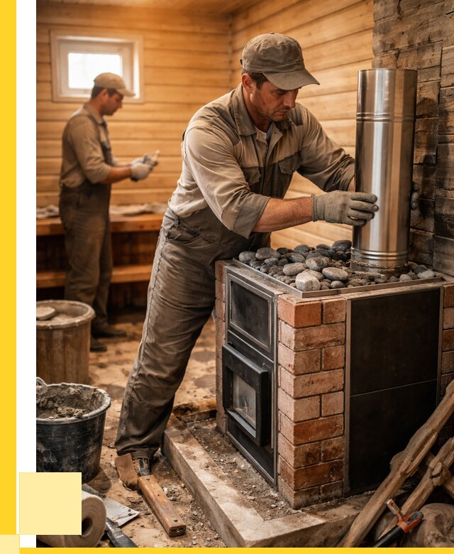 Монтаж печи в бане под ключ в Удомле от 20778 р. | ЭриданДмл