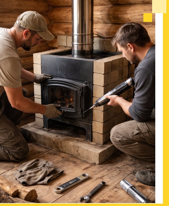 Монтаж и установка печи в бане под ключ с гарантией в Удомле