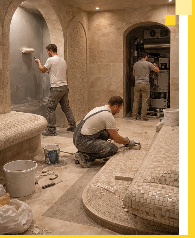 Строительство бани с хамамом и бассейном под ключ в Удомле