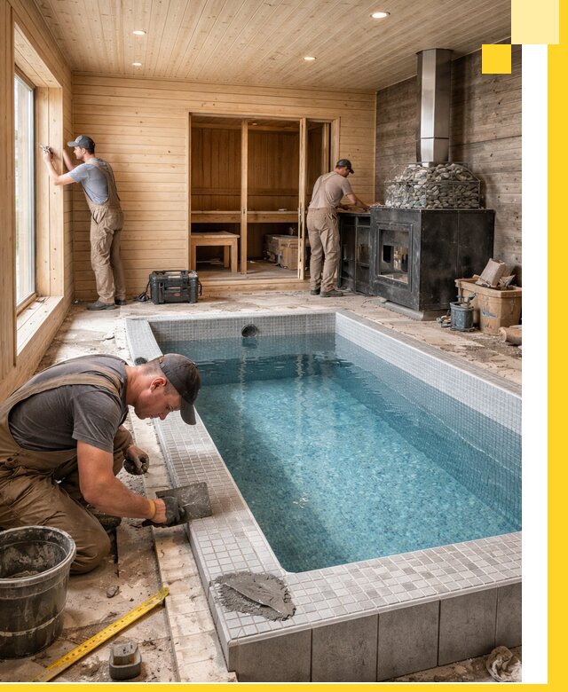 Проект бани с бассейном и сауной в Удомле под ключ