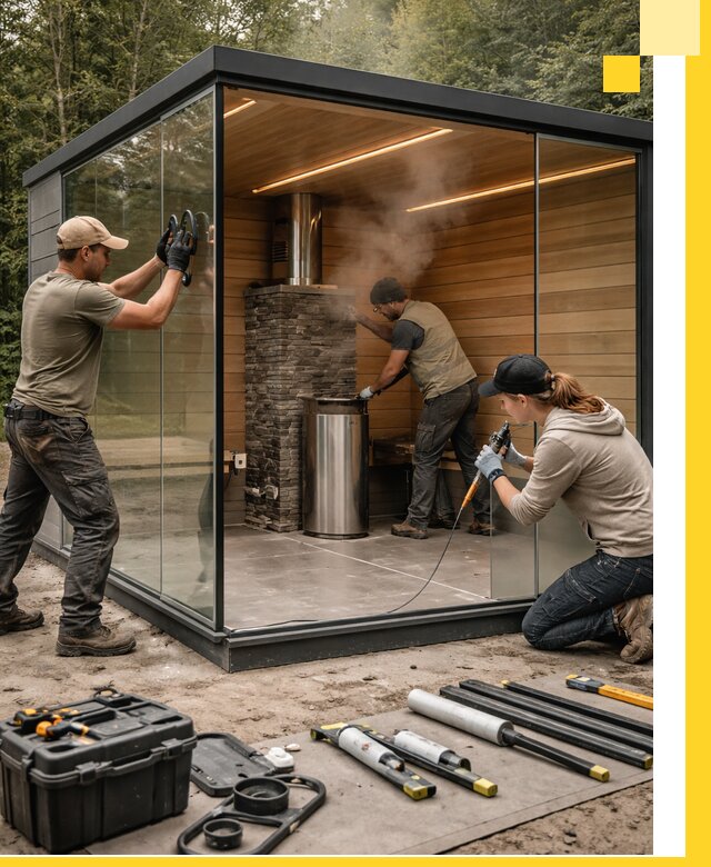 Проектирование и строительство стеклянных бань в Удомле