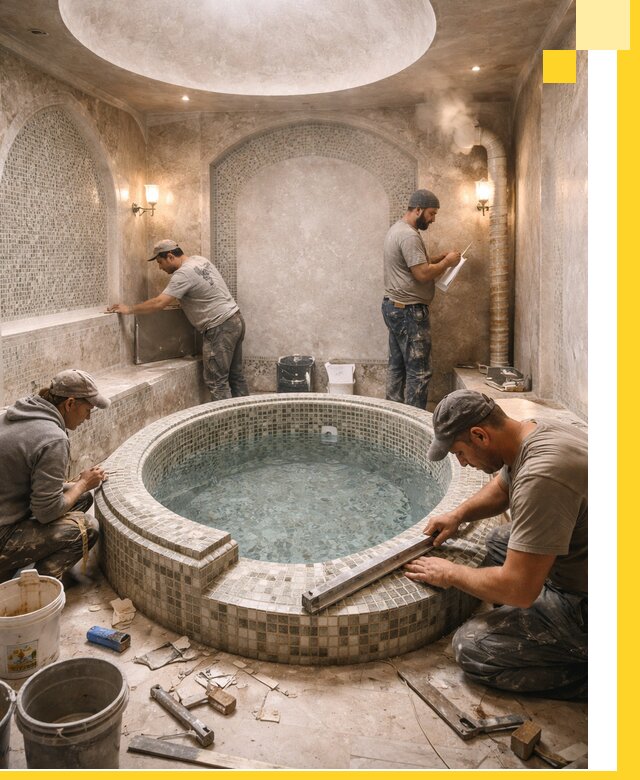 Профессиональное строительство хамама с бассейном в Удомле под ключ