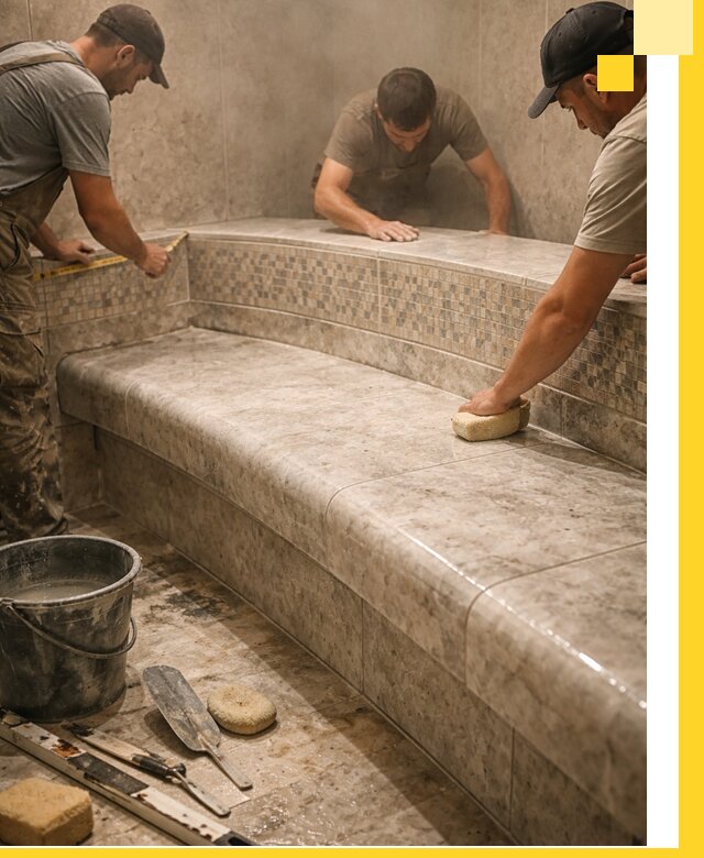 Изготовление и установка сидений для хамама в Удомле